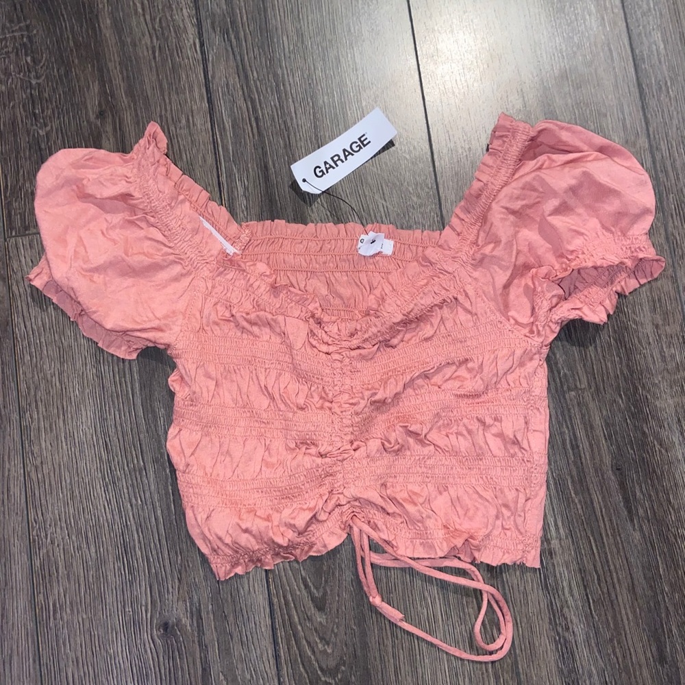 Garage pink tie crop top